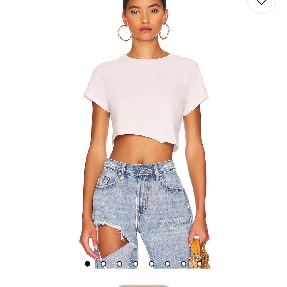 REVOLVE Cream Fitted Crop T-Shirt
Worn once